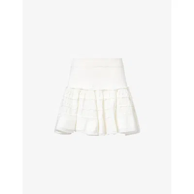 Alaïa Womens Blanc Ruffled Wool-blend Mini Skirt In White