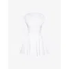 Alaïa Womens Peplum Cap-sleeves Knitted Top Blanc In Blanc
