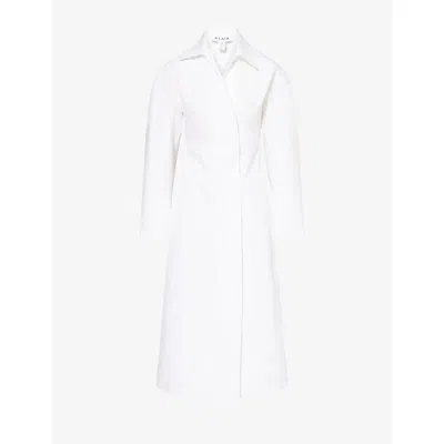 Alaïa Womens Wrap Spiral-waistband Cotton-poplin Maxi Dress Blanc