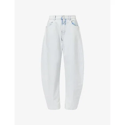 Alaïa Womens High-rise Wide-leg Denim-blend Jeans Bleu Givre In Blue