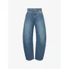 Alaïa Womens Bleu Mineral Barrel-leg Round Denim Jeans