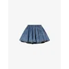 Alaïa Womens Skater Pleated Denim-blend Mini Skirt Bleu Neige In Bleu Neige
