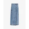 Alaïa Womens Wrap Wide-leg Denim-blend Jeans Bleu Neige In Bleu Neige