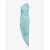 Alaïa Womens Bleu Ocean Cut-out Draped Stretch-woven Maxi Dress In Multi