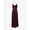 Alaïa Womens Alaia Cross Halterneck Stretch-woven Maxi Dress In Burgundy