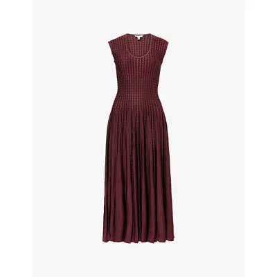 Alaïa Womens Alaia Sculptural Flared Knitted Midi Dress In Brown
