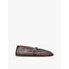 Alaïa Patent Leather-trimmed Mesh Ballet Flats In Brown