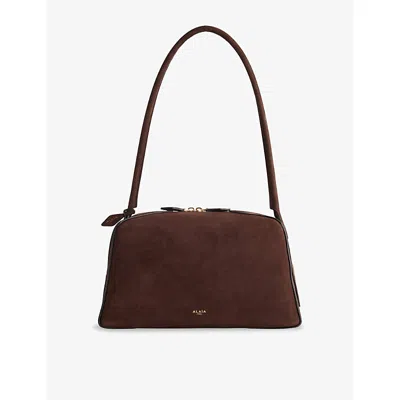 Alaïa Womens Brun Fonce Bulldog Medium Nubuck Shoulder Bag In Brown
