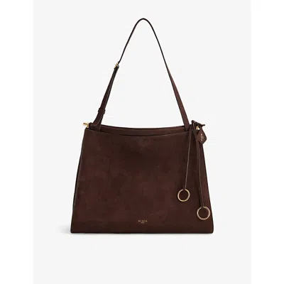 Alaïa Womens Brun Fonce Le Click Square Medium Leather Shoulder Bag