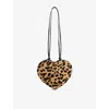 Alaïa Womens Alaia Le Coeur Leopard-pattern Brushed Leather Shoulder Bag In Brun Sepia