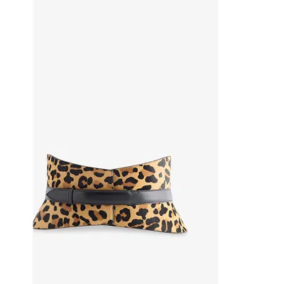 Alaïa Womens Neo Bustier Leopard-pattern Leather Belt Brun Sepia