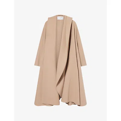 Alaïa Womens Hooded Belted Wool And Cashmere Cape Camel In Neutral