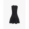 Shop Alaïa Womens Circular Ribbed-knit Wool-blend Mini Skater Dress Ebene