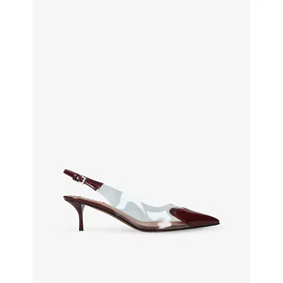 ALAÏA WOMENS WINE COEUR 55 PATENT-LEATHER HEELED SLINGBACKS EUR 41 / 8 UK