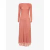 Alaïa Womens Chain Long-sleeves Woven Maxi Dress Corail In Corail