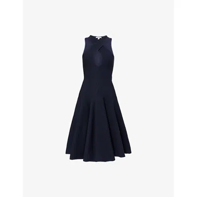 Alaïa Womens Cross-over Knitted Silk-blend Midi Dress Minuit