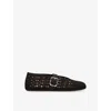Alaïa Perforated Suede Ballet Flats