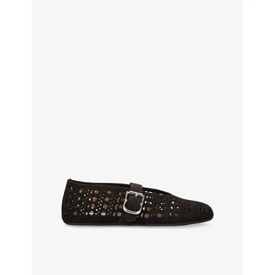 Alaïa Perforated Suede Ballet Flats