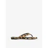 Alaïa Infradito Leopard Print Slippers