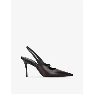 Alaïa Womens Drop Slingback Leather Heeled Courts Dark Brown Eur 40 / 7 Uk