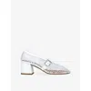Alaïa 55 Leather-trimmed Mesh Pumps In White