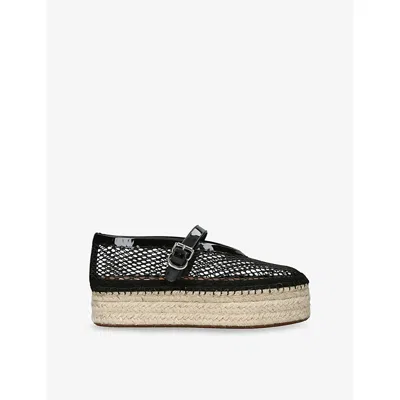 Alaïa Womens Fishnet Mesh-leather Espadrilles Black Eur 37 / 4 Uk