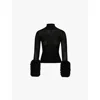 Alaïa Draped Long-sleeve Knit Bodysuit In Noir Alaia