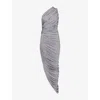 Alaïa Womens Gris Persan Cut-out Draped Stretch-woven Maxi Dress In Gray