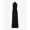 Alaïa Womens Alaia High-neck Bow Woven Maxi Dress In Black