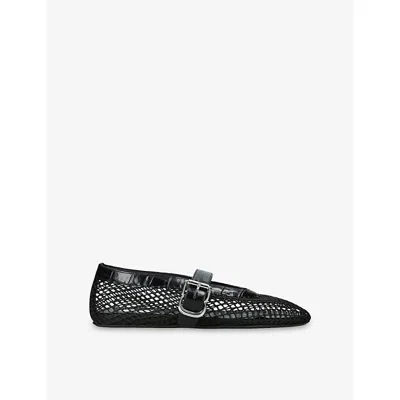 Alaïa Womens La Ballerine Croc-effect Mesh Ballet Flats Black Eur 36.5 / 3.5 Uk