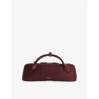Alaïa Womens 325 - Rouge Grenat Le Teckel Suede Clutch Bag In Burgundy