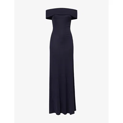 Alaïa Womens Minuit Bandeau Jersey Maxi Dress