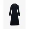 Alaïa Womens Minuit Curved Double-breasted Virgin-wool Coat In Blue