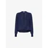Alaïa Womens Alaia Folded Sheer Knitted Cardigan In Minuit
