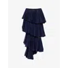 Alaïa Womens Minuit Ruffled High-waist Knitted Maxi Skirt In Minuit