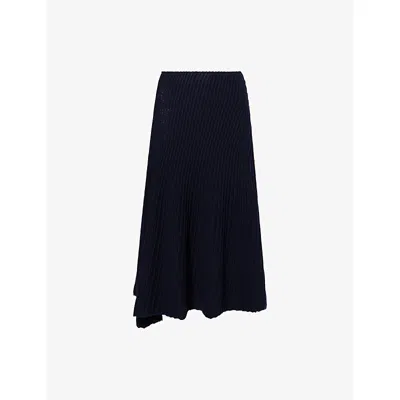 Alaïa Womens Minuit Twisted Ribbed Wool And Cashmere Midi Skirt In Black