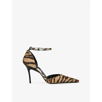 Alaïa Womens Azzedine Alaia Drop 90 Brushed-hair Leather Pumps In Multi