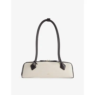 Alaïa Womens Naturel/brun Le Teckel Medium Leather And Canvas Shoulder Bag In Pink