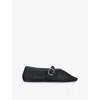 Alaïa Womens Azzedine Alaia Buckled-strap Crochet Ballet Flats In Navy