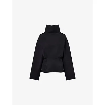 Alaïa Womens Nior Basque Fitted Silk-blend Jumper In Black