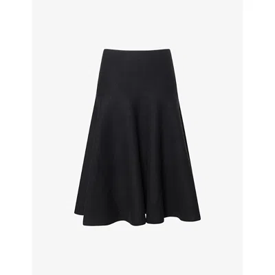 Alaïa Womens Noir Alaia A-line Cashmere And Wool-blend Midi Skirt In Black