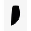 Alaïa Asymmetric Velvet Midi Skirt In Noir Alaia