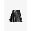 Alaïa Womens Asymmetrical Pleated Leather Mini Skirt Noir Alaia In Noir Alaia
