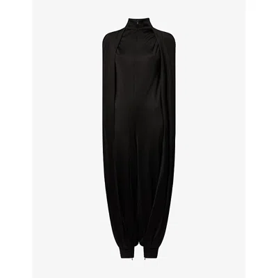 Alaïa Womens Alaia Batwing Draped Wool-blend Jumpsuit In Black