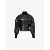 Alaïa Womens Noir Alaia Cinched Leather Bomber Jacket In Black