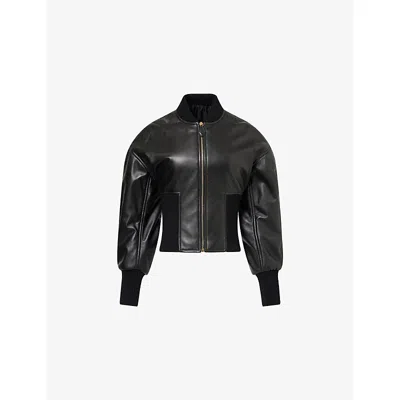 Alaïa Womens Noir Alaia Cinched Leather Bomber Jacket In Black