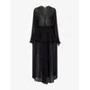Alaïa Womens Alaia Cinched Plunge-v-neck Woven Maxi Dress In Noir Alaia