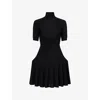 Alaïa Womens Noir Alaia Crinoline Ribbed Wool-blend Mini Dress In Black