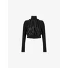 Alaïa Womens Noir Alaia Cropped Braided Woven Jacket In Black