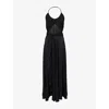 Alaïa Womens Alaia Cross Halterneck Stretch-woven Maxi Dress
